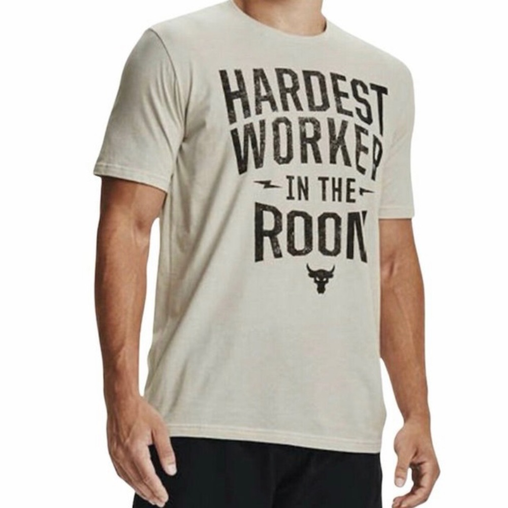 UNDER ARMOUR Men’s Medium Project Rock Hardest Worker In The Room T-Shirt